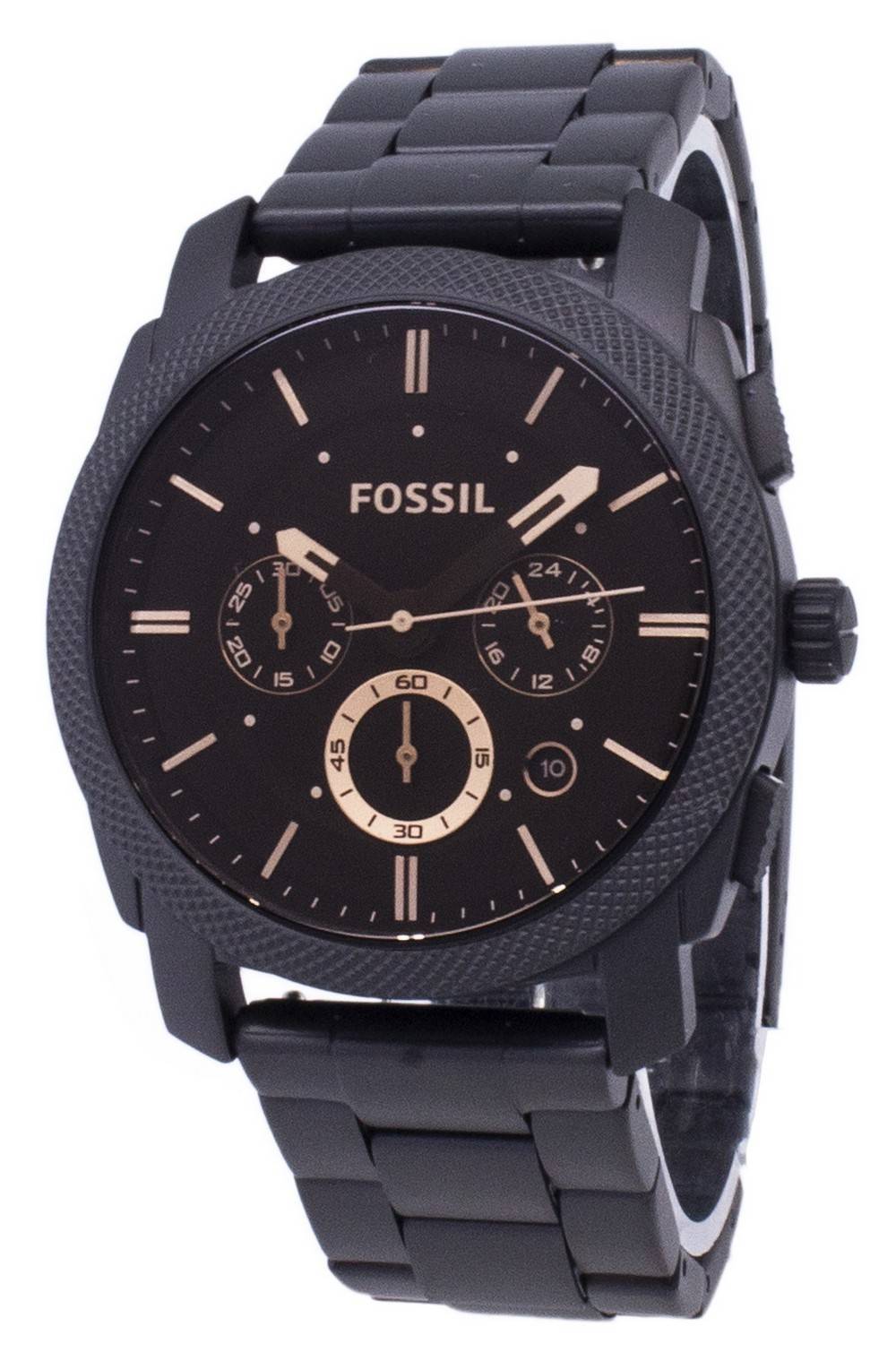 Machine Mid-Size Chronograph Black Stainless Steel Watch - FS4682 - Fossil