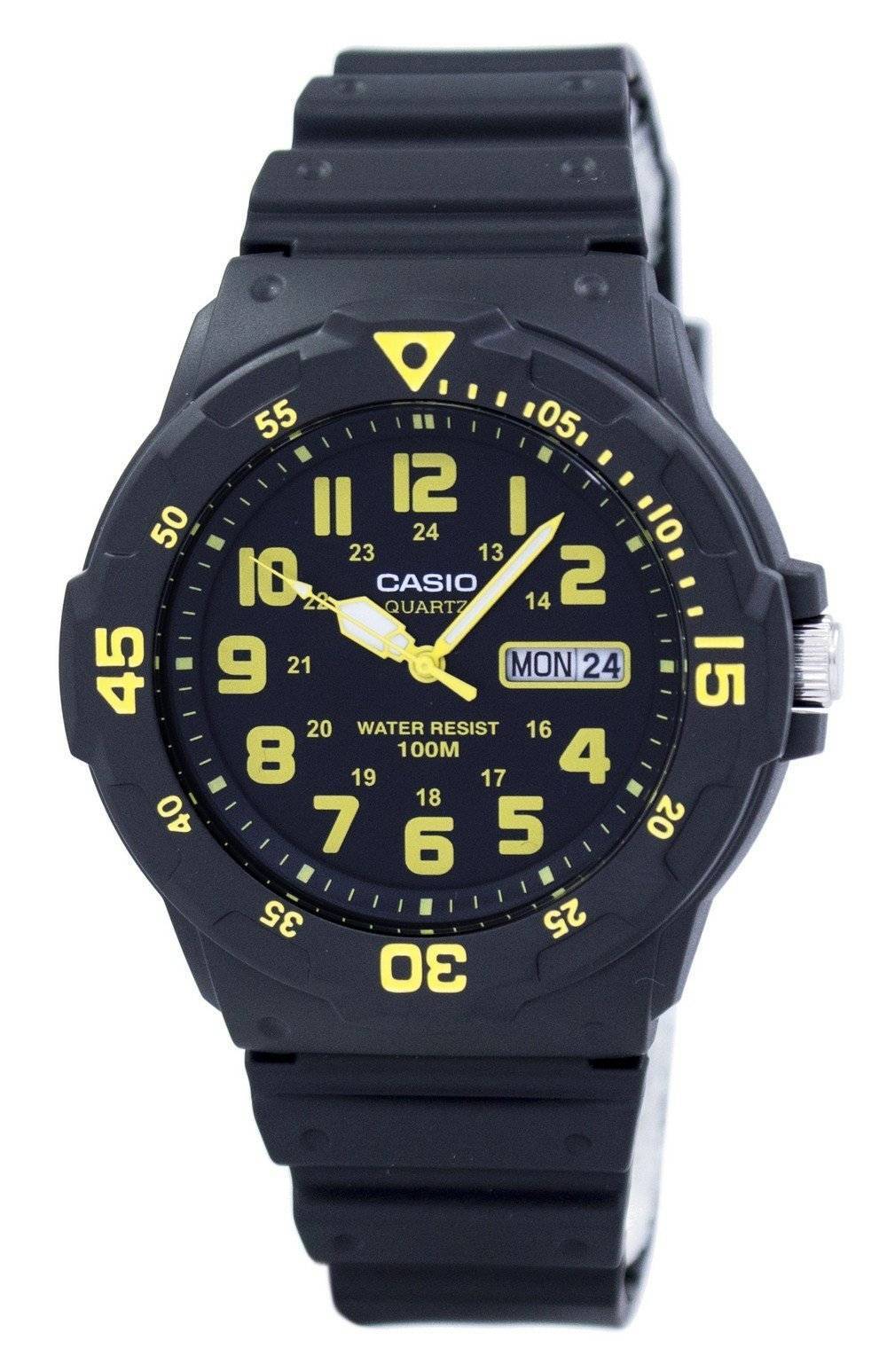 Часы Casio Quarz Dual-Zeit аналоговые Schwarzes Tag/Datum MRW-200H-9BVDF 100M Herrenuhr